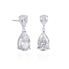 Diamond Treats 925 Sterling Silver Teardrop Earrings for Women with Cubic Zirconia Stones, Sterling Silver Drop Earrings for Women, Elegant Silver Dangle Earrings for Women