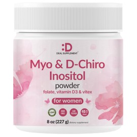 Myo-Inositol & D-Chiro Inositol Supplement for Women (40:1) | 2,050mg Per Serving | 8oz Powder | with Methylfolate, Vitamin D3, & Vitex | Hormonal Balance & Cycle Support | Non-GMO