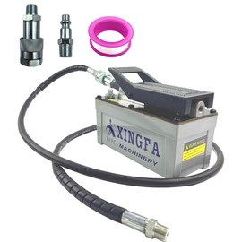 XFPC Air Hydraulic Pump 10,000 PSI, 1.7L Reservoir, NPT 3/8" Oil Outlet, NPT 1/4" Inlet, Hydraulic Pump Air Hydraulic Foot Pump with 6.6ft Pipe, Gray