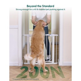 BABELIO Safety Gate Door Fits for Stairs, Narrow and Wide Doorways with Auto Close, Easy Install, No Drilling, Pressure Mounted for Baby, Child, Pets, Dog/Puppy, 26''-40'', White