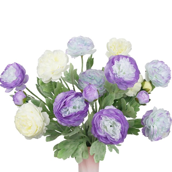 FAICOIA 6 Pcs Artificial Flowers Silk Peony Rose Single Stem