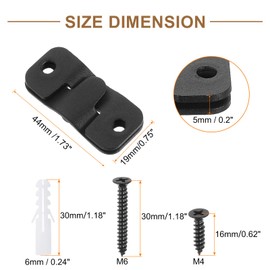 sourcing map 6 Pairs Flush Mount Bracket, 44 x 19mm Heavy Duty Picture Hanger Z Clip Bracket Interlocking Photo Frame Hook with Screw Anchors for Picture Display Art Gallery Wall Mount, Black