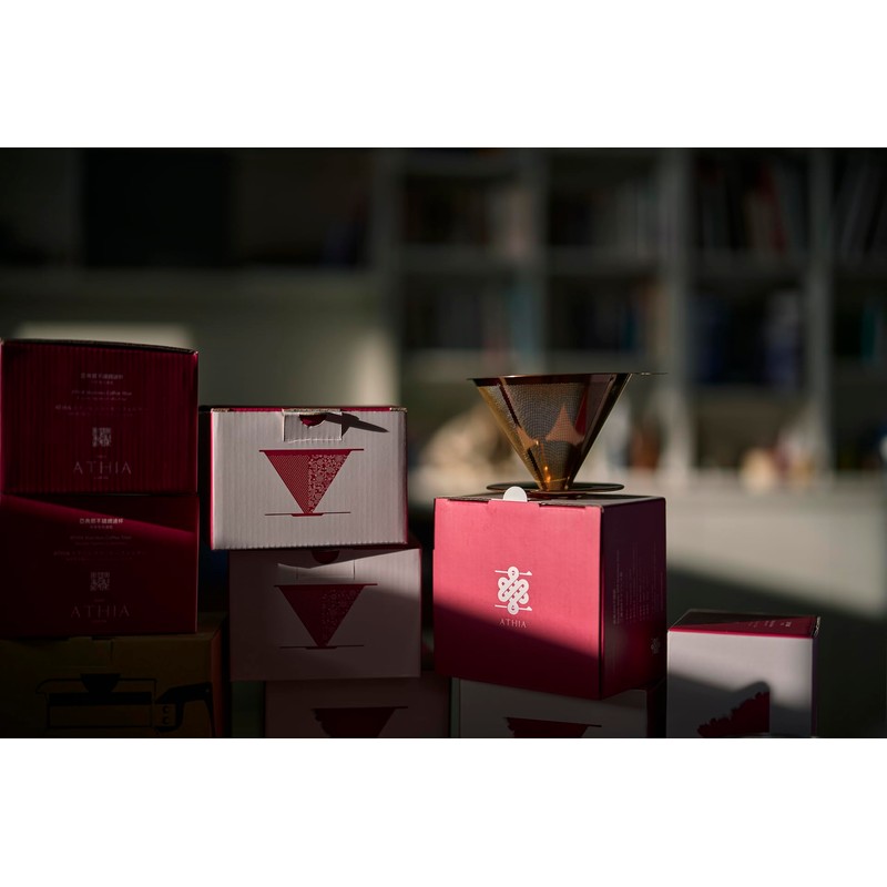 ATHIA Golden Stainless Steel Reusable Coffee Filter, Pour Over Cone