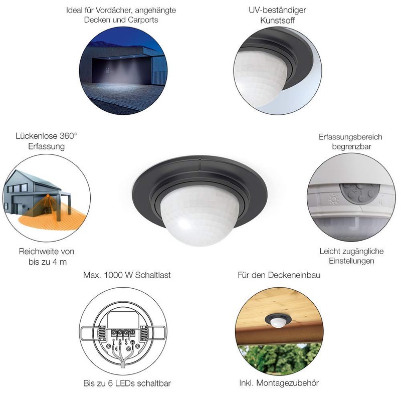Steinel Built-in Motion Sensor Is 360-1 Max. 1000 W switching