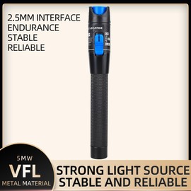 Aluminum Pen Type Fiber Optical Cable Source Tester VFL Visual Fault Locator Kit with FC SC ST 2.5mm Adapters VFL-5