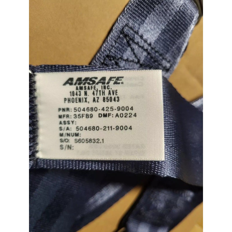 Amsafe blue Seat Belt, Aircraft, Part Number 504680-425-900