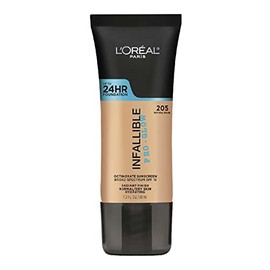 L'Oréal Paris, Base de maquillaje líquida de larga duración, Infallible 24h Pro-glow, Tono Natural Beige 205, 30ml