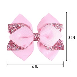 2 PCS Pink Ribbon Hair Bow for Girl Clips 4" Alligator Barrettes Hairpin Toddler Teen Girls Birthday Wedding Xmas Party Dress Outfit Decor Accessory Kids Back School Gift