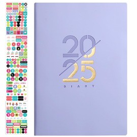 Geli 2025 Daily Planner Diary,Weekly and Daily Planner, with Stickers, January 2025 to December 2025, Hardcover 2025 Calendar for Office Home School Supplies (Purple)