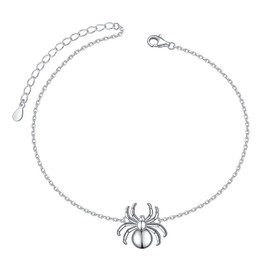 Spider Anklet for Women S925 Sterling Silver Adjustable Plus Ankle Bracelet Jewelry Gift