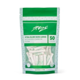 50 Purize® Xtra Slim Size Long - 50 Extra Long Premium Activated Carbon Filters - White & Spy (White)