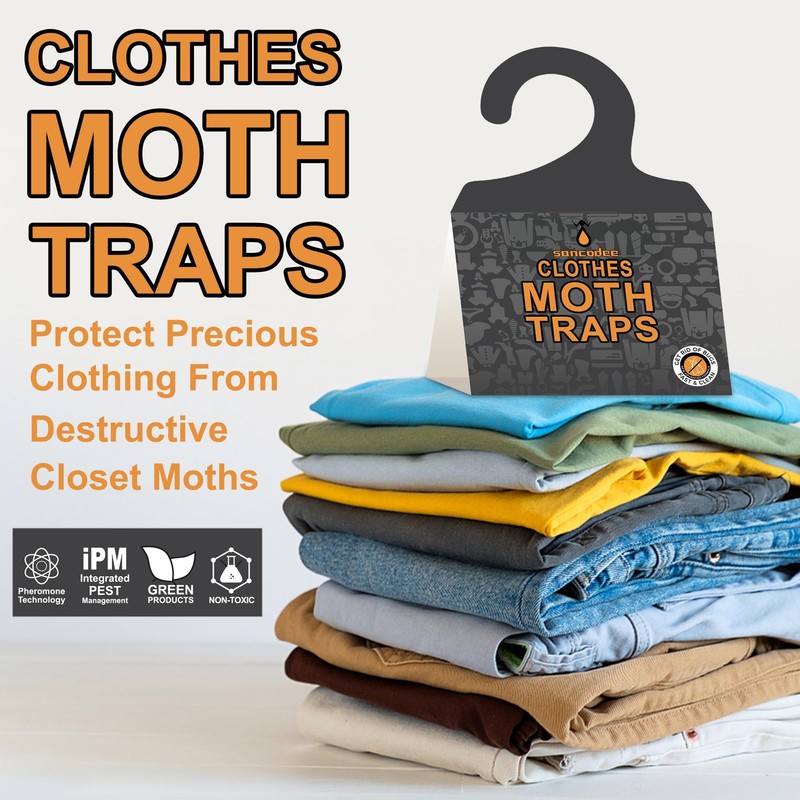 Sancodee 16 Pack Clothes Moth Traps with Natural Pheromones, Clothing