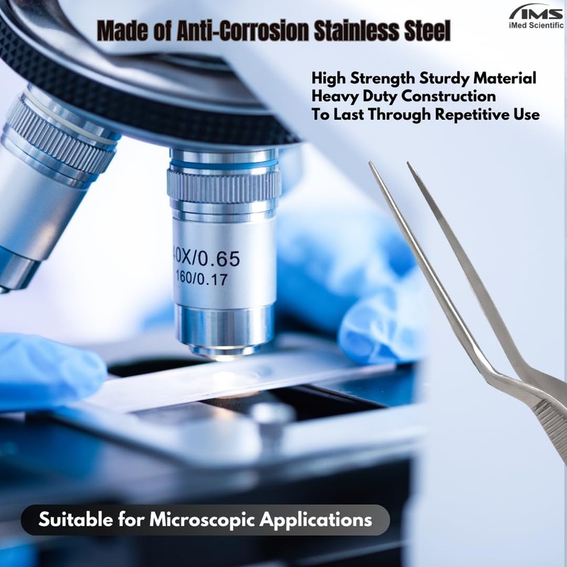 Lab Forceps with Offset Handle Fine Point Serrated Stainless Steel