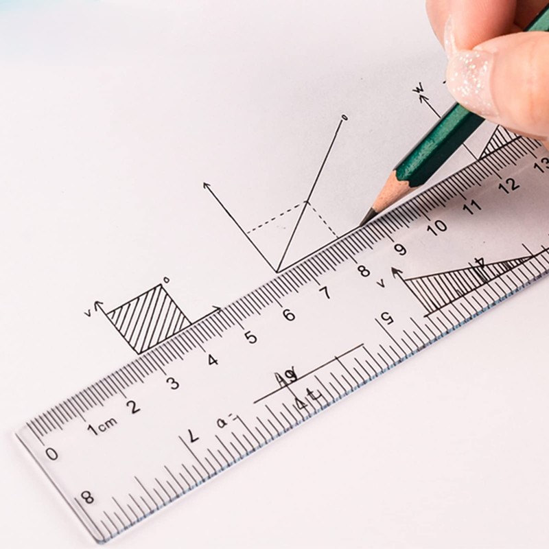 4PCS 30cm Clear Plastic Ruler 12Inch Transparent Ruler Shatterproof Straight
