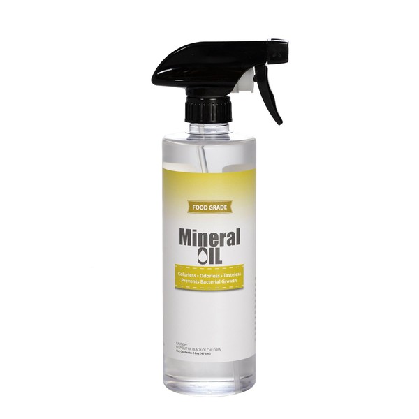 Premium 100% Ready to Use Food Grade Mineral Oil, 16oz Spray Bottle, Butcher Block and Cutting Board Oil - Sprayer Included