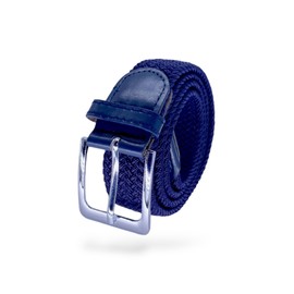 SEGMENTES Elastic braided belt for men, women with square buckle with length of 100-135 cm - style, comfort combined with an expandable fabric belt, unisex, navy blue, one size, navy, One size fits