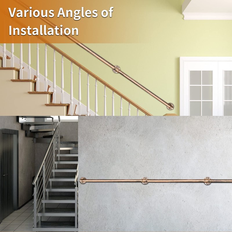 Rebala Wall Handrail 10FT,Industrial Staircase Railing 1.25 Inch Tube Diameter,Galvanized