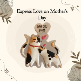 Mummy Cat and Kitten Hugging Cute Mother's Day Fridge Magnet Gift for Pet Lovers