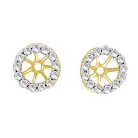 Round Cut White Cubic Zirconia Jackets Earrings In 14k Yellow Gold Over Sterling Silver (0.75 cttw)