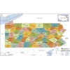 Pennsylvania Counties Map - Standard - 36" x 22" Laminated