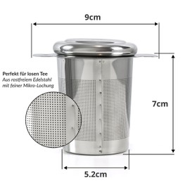 Beldo Tea strainer with fine perforation made of stainless steel - tea filter ideal for loose tea and spices - suitable for various cups, teapots and glasses