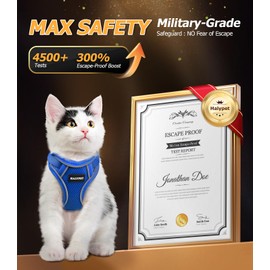 Halypet Cat Harness and Leash Set [MAX Safety 4th-Gen Upgrade] Escape Proof Adjustable Cat Leash Comfortable Soft Vest Easy to Wear Kitten Harness with Reflective Strip for Cats Walking, S Blue
