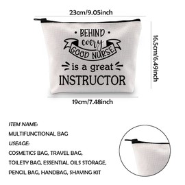 WCGXKO Clinical Instructor Appreciation Gift Behind Every Good Nurse Is A Great Instructor Makeup Bag (Behind Instructor)