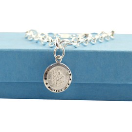 Sterling Silver St Christopher Bracelet - Patron Saint of Travellers - Gift boxed
