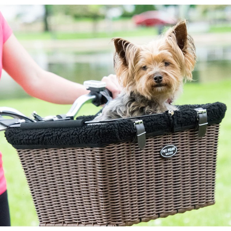 Travelin K9 Pet-Pilot MAX Wicker Bike Basket for Dogs/Cats -