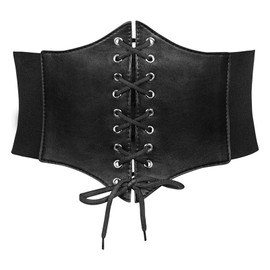 NICENEEDED Elastic Costume Waist Belt, Lace-up Tied Waspie Corset Belts, Stretch Cinch Belts Party Dress Waist Corset Belts for Women
