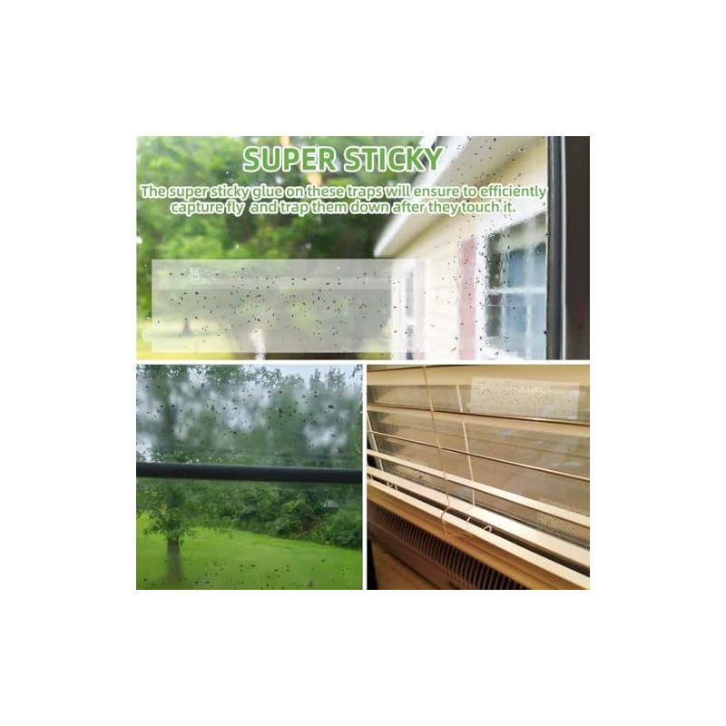 60 Pack Window Fly Traps, Clear Sticky Insect Catchers for