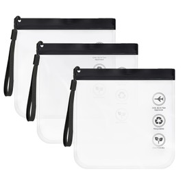 Airport Approved Clear Toiletry Bag, 20 x 20 cm Waterproof Bag, Airport Security Approved Liquid Bags for Men and Women, Pack of 3, transparent, Modern