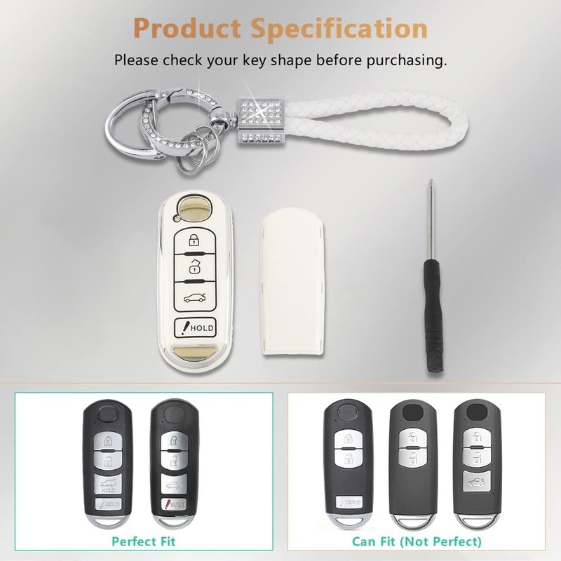 PIFOOG TPU Key Fob Cover with Bling Key Chain Keyless