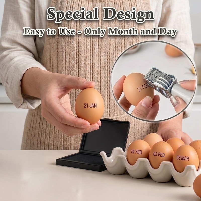 Egg Date Stamp Kit with 2 Ink Pads, Date Label