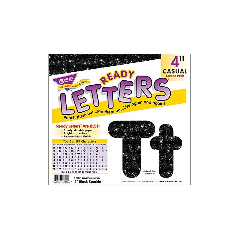 TREND enterprises, Inc. T-79944 Black Sparkle 4" Casual Combo Ready