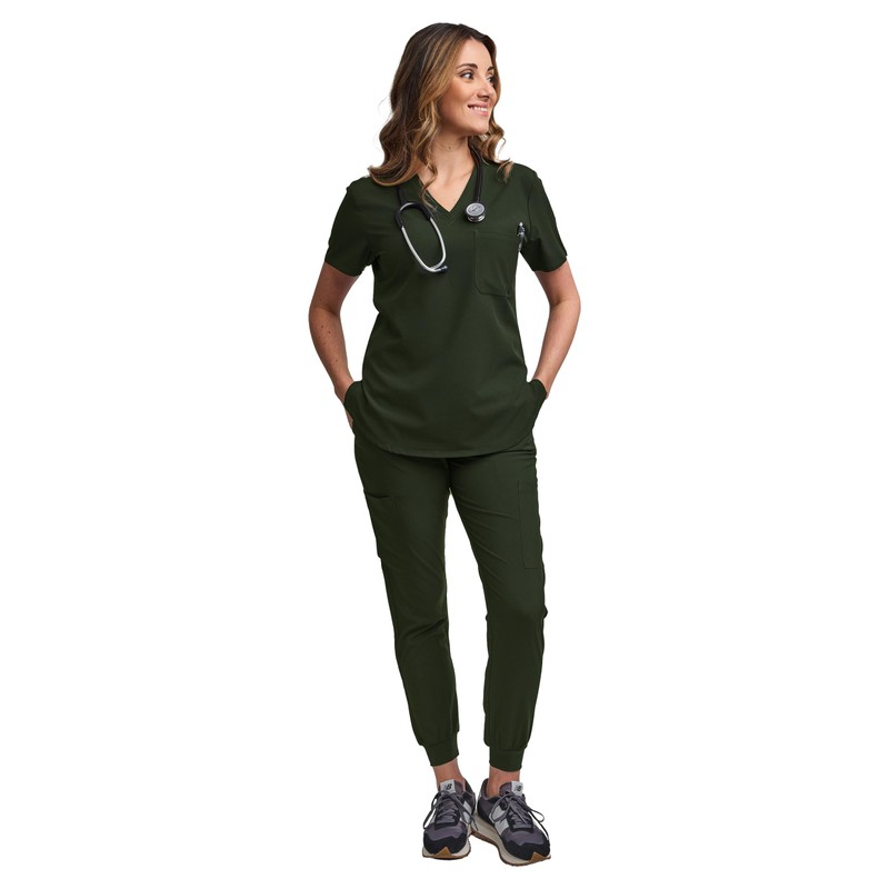 Green Town Scrubs for Women - Tuck-In V-Neck Scrub Top,