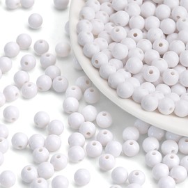 1000PCs 6MM Smooth White Acrylic Round Beads, Round Acrylic Balls Gumball Beads, Bubblegum Beads Chunky Beads, Plastic Resin Beads for Necklace and Bracelet Making, Crafting Supplies