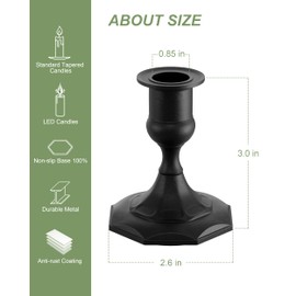 Set of 2 Candlestick Holders, Viuieyid Modern Black Taper Candle Holder