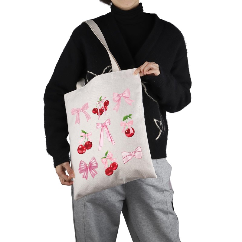 Pyoul Pink Bow Cherry Handbag Gift for Cherry Lovers Aesthetic