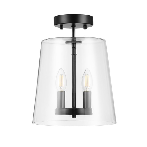 Globe Electric 66000083 2-Light Semi-Flush Mount Ceiling Light, Matte Black,