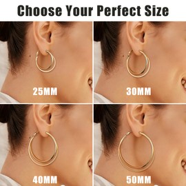 Gacimy 14K Gold Plated Criss Cross Hoop Earrings for Women, 3mm Wide Double Layer Flat Crossover Hoops, 30mm Lightweight Statement Earrings