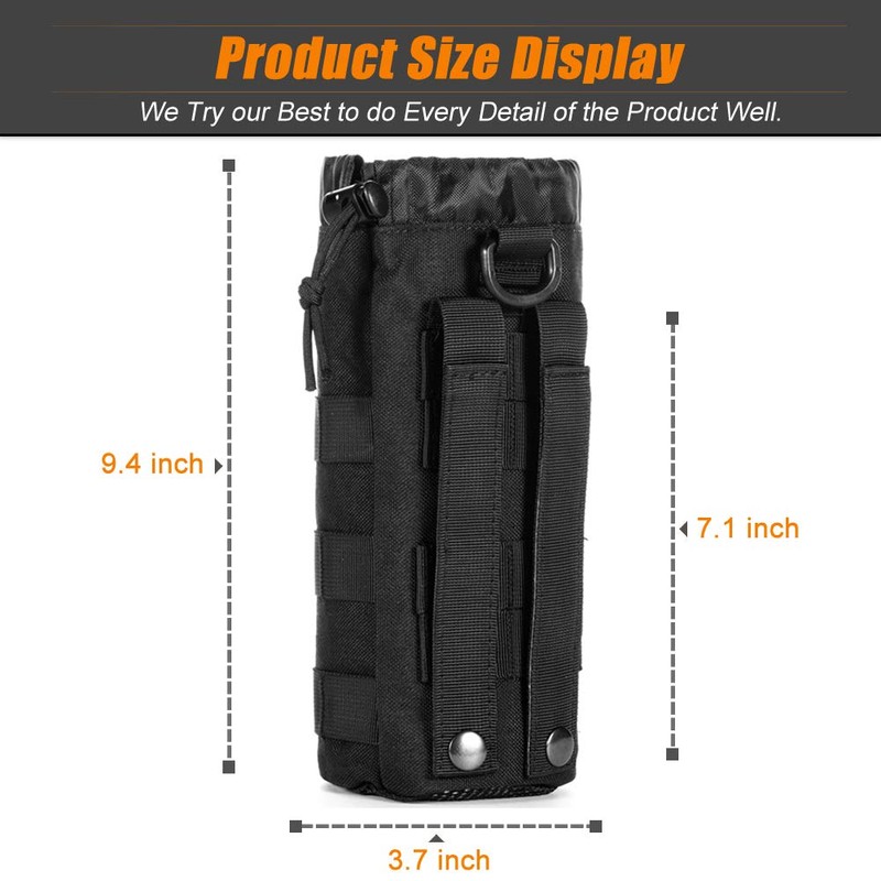Upgraded Tactical Drawstring Molle Water Bottle Holder Tactical Pouches (NEW-2P
