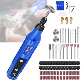 Multi-Purpose Power Rotary Tool with LED Light, Mini Cordless Rotary Tool 5 Speed Adjustment 3000/6000/9000/12000/18000 RPM, for Engraving, Sanding, Polishing, Drilling, Grinding(New Blue)
