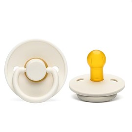 Cutties and Giggles Baby Soother 2-Pack, BPA Free Pacifier, Round Nipple, Natural Rubber, 0-6 Months (Beige)