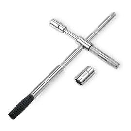 Hilovate 4-Way Telescopic Lug Nut Wrench - 17/19/21/23mm Sockets, Heavy Duty Extended Detachable Tire Iron for Car Truck SUV Wheel