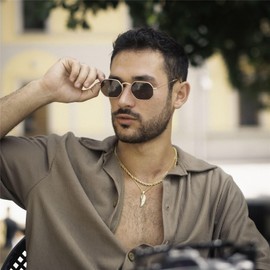 TruClothing Sunglasses Retro Rectangle Polarized UV Protection Unisex Eyewear - Gold