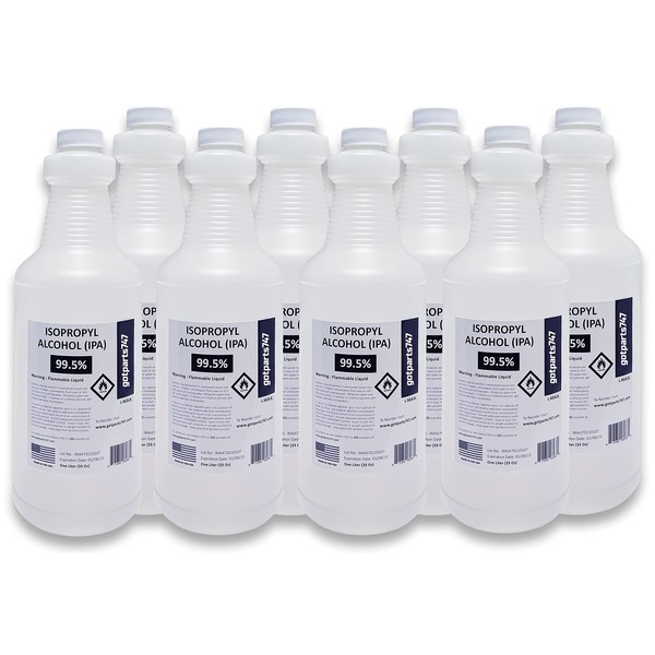 USP Grade Isopropyl Alcohol 99.5+% - 8 x 1000 ml - More Than 2 Gallons - 8 Liters of High Purity IPA 99.5% - Made in USA