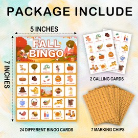 tranfvging Autumn Bingo Games for Adults, Fall Party Bingo Game Card Set, Fall Parties Game Supplies Activities, Autumn Holiday Favors for Family Friends Large Group -30