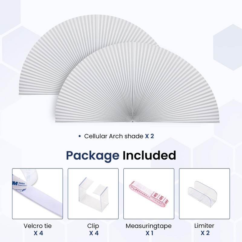 Grandekor 2 Pack No Drill Arch Window Shades 48" X