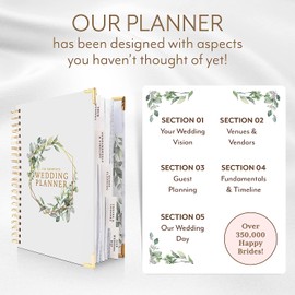Performore Wedding Planner Book with Gift Box, Checklist, and Organizer For The Bride and Set With Gold and Jewel Pen- Best Gift for Bride-To-Be And Engaged Couples, Complete Bridal Planning Journal